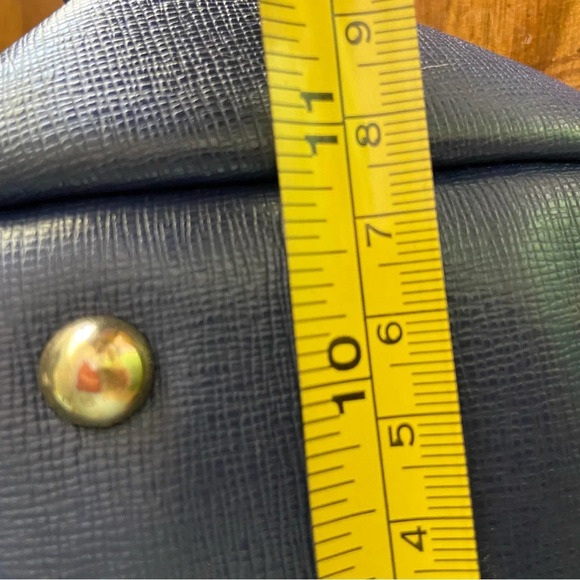 Emma Fox GIDRAN Navy Deep Blue Leather Tote w/ crossbody strap Houndstooth Liner - Picture 12 of 16